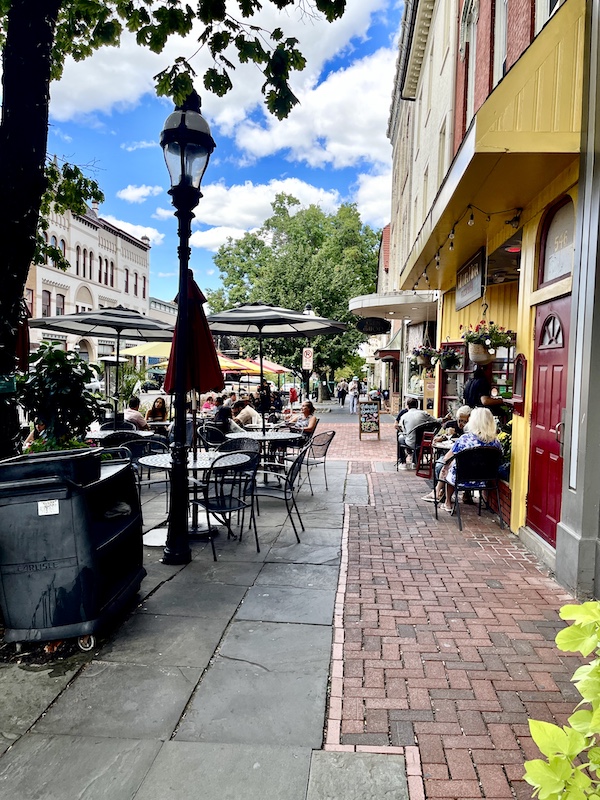 Outdoor cafes line the street in Bethlehem PA