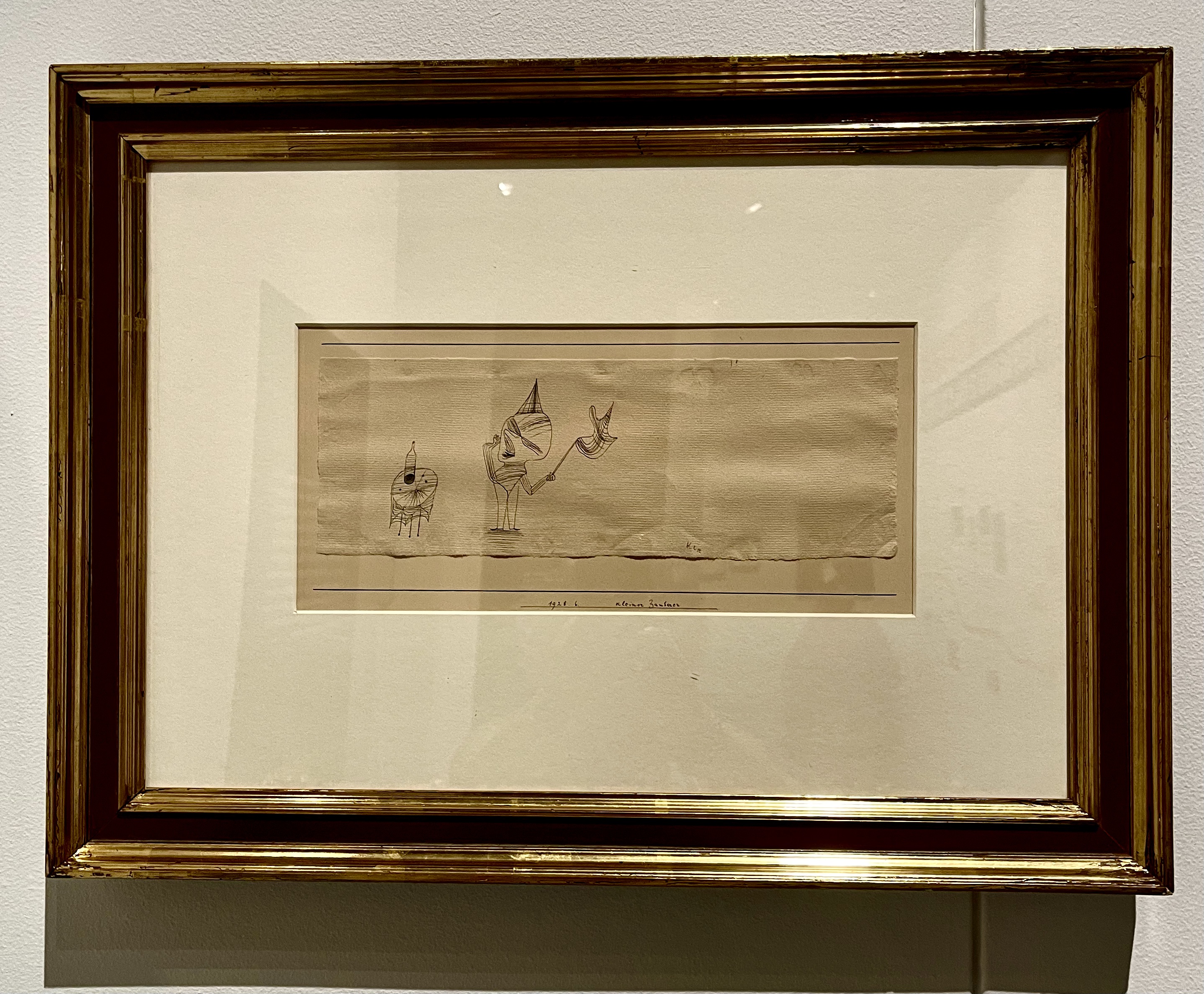 Drawing of a whimsical childlike figure transformed into a symbol of creative energy at the WW2 Museum Degenerative Art exhibit