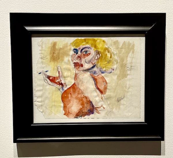 Watercolor of a German prostitute at the WW2 Museum Degenerative Art exhibit