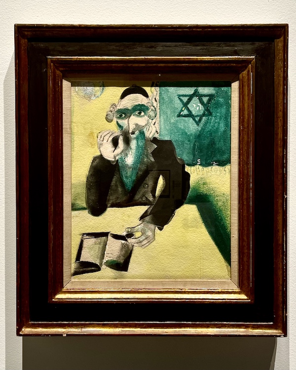 Painting depicts a Rabbi taking a pinch of snuff at the WW2 Museum Degenerative Art exhibit
