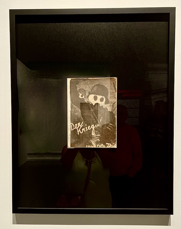 Man with gas mask represents grotesque dehumanization and torment of war at the WW2 Museum Degenerative Art exhibit