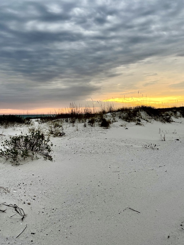 Gorgeous sunset over the Gulf and beach at Fort Pickens Pensacola Florida