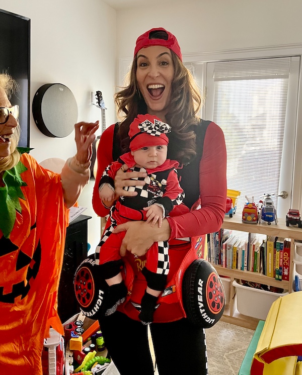 Mother and baby both dressed in race car attire were more of our October Fun at Jersey Shore