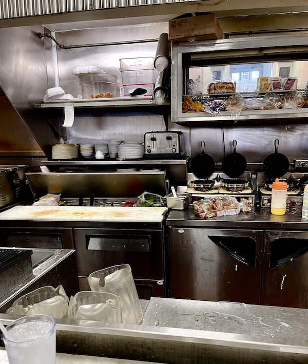 Stainless steel kitchen line at Camellia Grill New Orleans