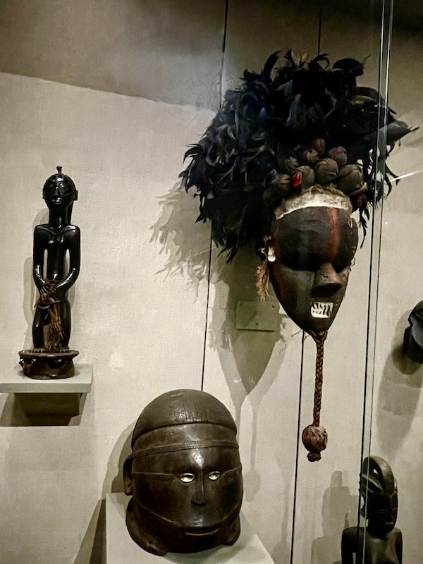 African face masks and artifacts on display at the New Orleans Museum of Art