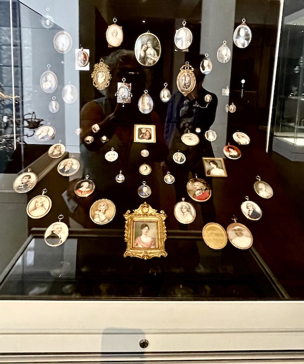 Display case with several drawers showing miniature portraits at New Orleans Museum of Art