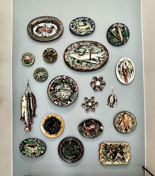 Ceramic fish, reptiles and water plants on display at New Orleans Museum of Art
