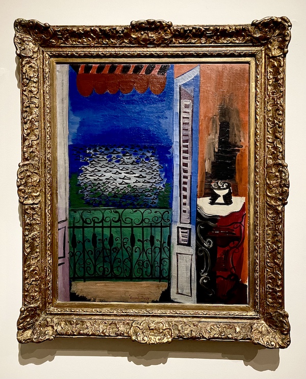 Painting of a window that looks out off a balcony to sea below on display at New Orleans Museum of Art Part 2