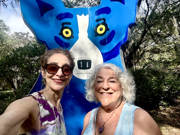Gail and me posing with with the Blue Dog Sculpture on our way to the New Orleans Museum of Art