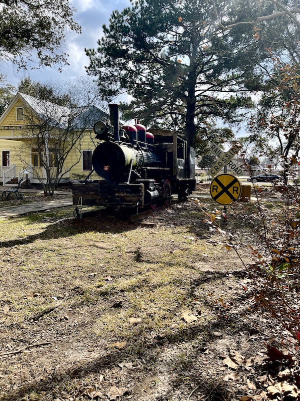 Old train engine on display at Le Vieux Village Opelousas LA