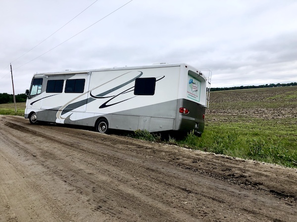 Driver's side view of our rig in the ditch. Finally Back on the Road!!!