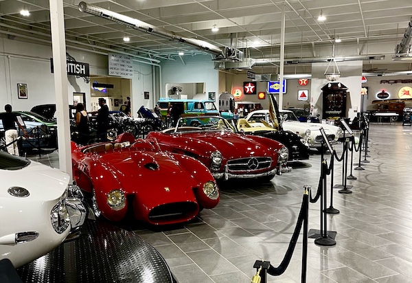 Row of shiny two seater sports cars at DFW Car and Toy Museum