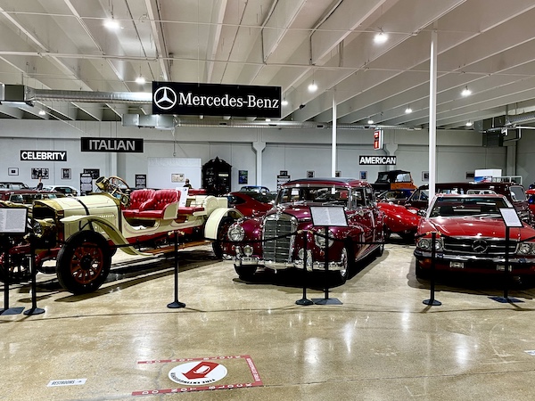 Display of Mercedes Benz cars from very old to new at DFW Car and Toy Museum