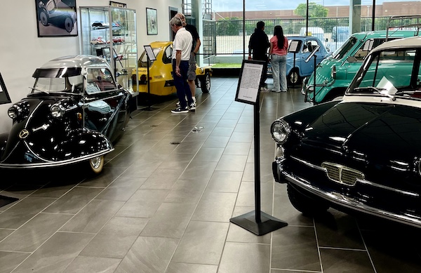 Assortment of small cars on display at DFW Car and Toy Museum