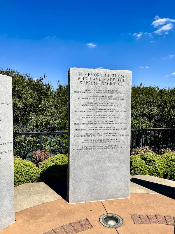 Stone monument honoring those who have made the supreme sacrifice at Indian Springs Park Waco Texas