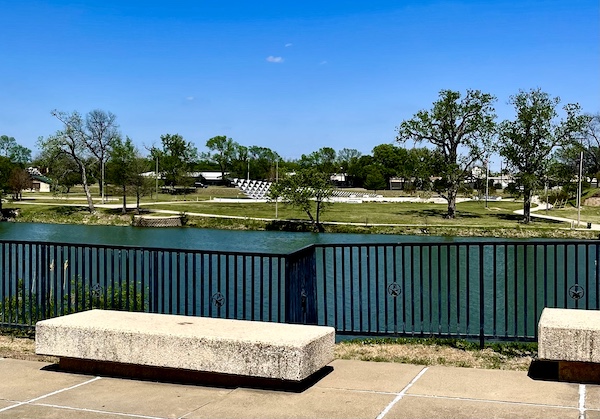 Art on the east bank of the Brazos River at Indian Springs Park Waco Texas