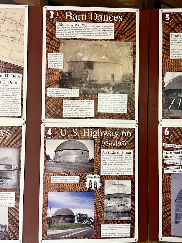More of the information wall with photos at the Arcadia Round Barn Oklahoma