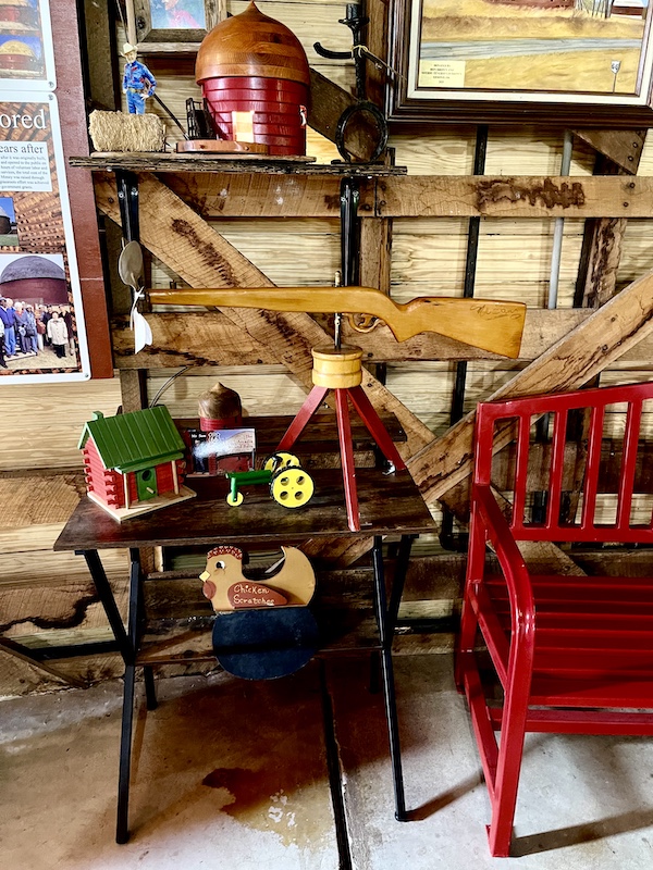 Vintage items for sale inside the Arcadia Round Barn Oklahoma