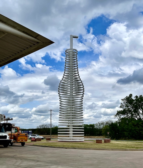 66 foot tall soda bottle that lights up at Pops Route 66 Arcadia Oklahoma