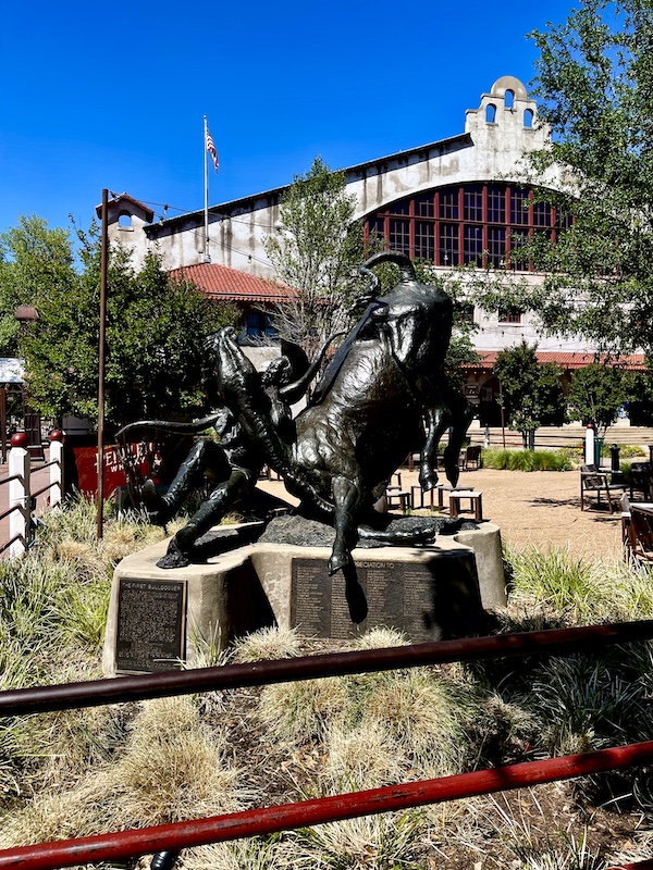Bronze sculpture of a bulldogger at The Stockyards Fort Worth Texas